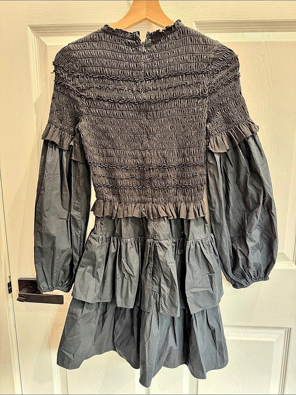 Ulla Johnson Lola Dress Smocked Mini Black Small